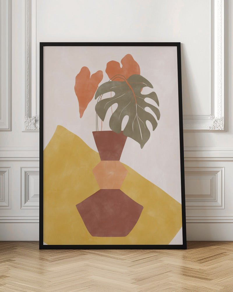 Tropical Leaves In A Geometric Vase - Stretched Canvas, Poster or Fine Art Print - I Heart Wall Art - Poster Print, Canvas Print or Framed Art Print