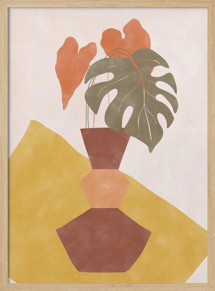 Tropical Leaves In A Geometric Vase - Stretched Canvas, Poster or Fine Art Print - I Heart Wall Art - Poster Print, Canvas Print or Framed Art Print