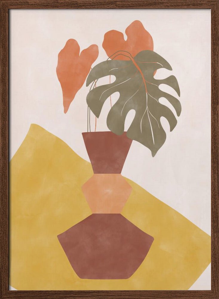 Tropical Leaves In A Geometric Vase - Stretched Canvas, Poster or Fine Art Print - I Heart Wall Art - Poster Print, Canvas Print or Framed Art Print
