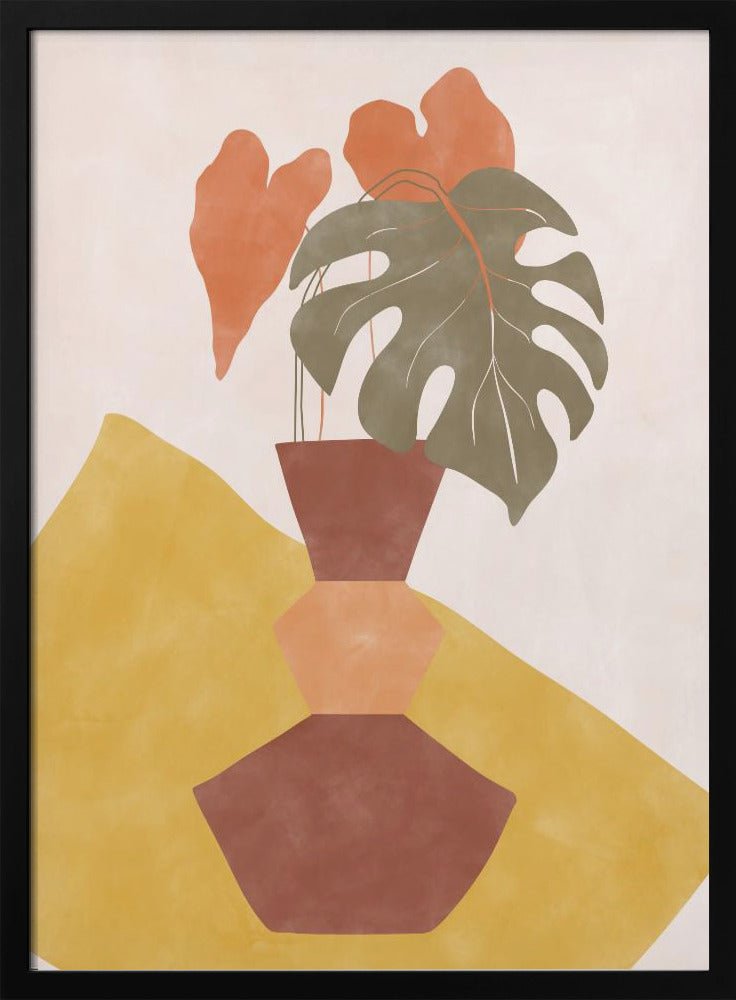 Tropical Leaves In A Geometric Vase - Stretched Canvas, Poster or Fine Art Print - I Heart Wall Art - Poster Print, Canvas Print or Framed Art Print