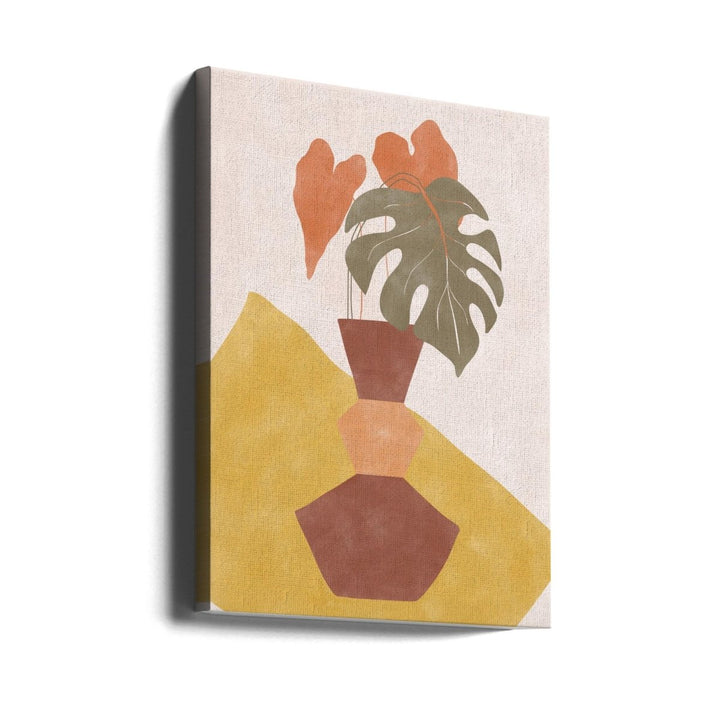 Tropical Leaves In A Geometric Vase - Stretched Canvas, Poster or Fine Art Print - I Heart Wall Art - Poster Print, Canvas Print or Framed Art Print