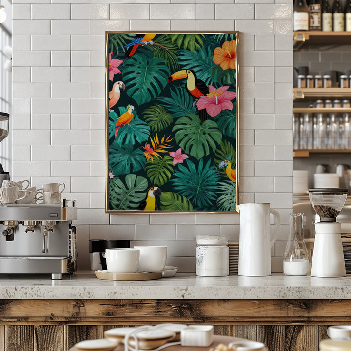 Tropical Paradise Jungle Pattern - Stretched Canvas, Poster or Fine Art Print I Heart Wall Art