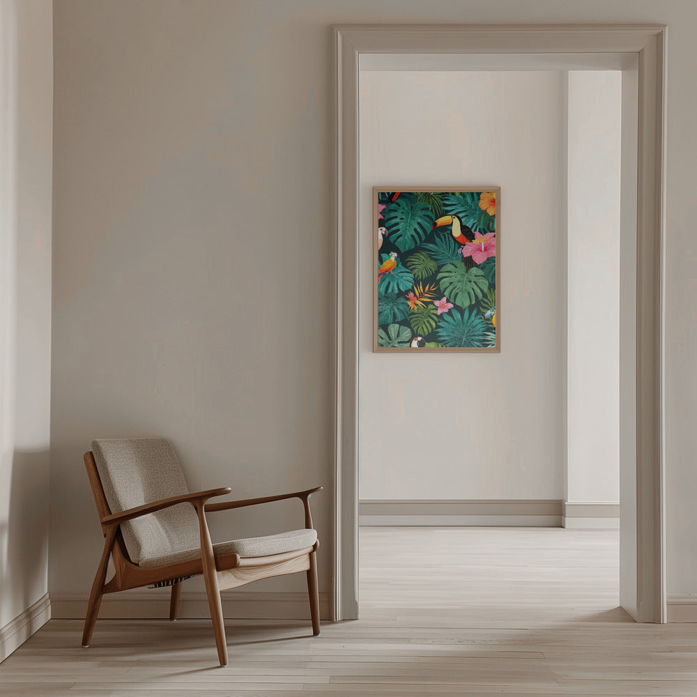 Tropical Paradise Jungle Pattern - Stretched Canvas, Poster or Fine Art Print I Heart Wall Art
