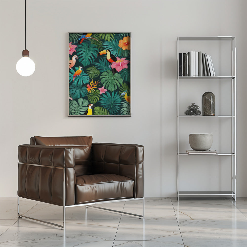 Tropical Paradise Jungle Pattern - Stretched Canvas, Poster or Fine Art Print I Heart Wall Art