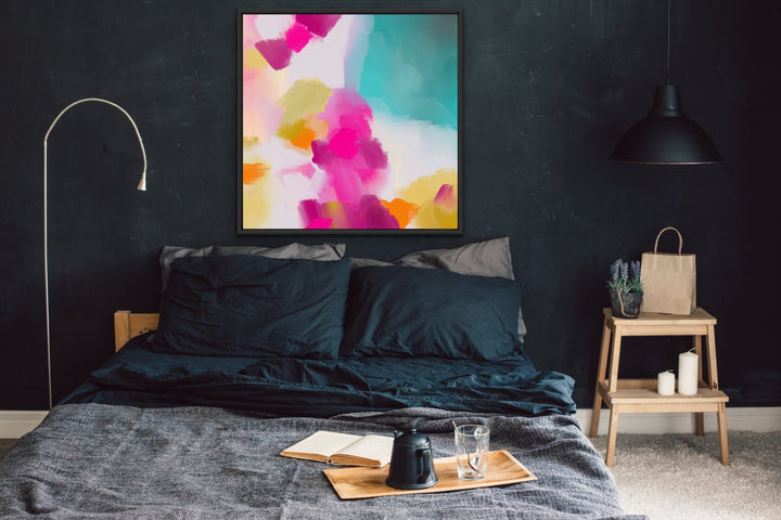 Tropical Shores - Abstract Pink and Turquoise Ocean Canvas Artwork Wall Art Print - I Heart Wall Art