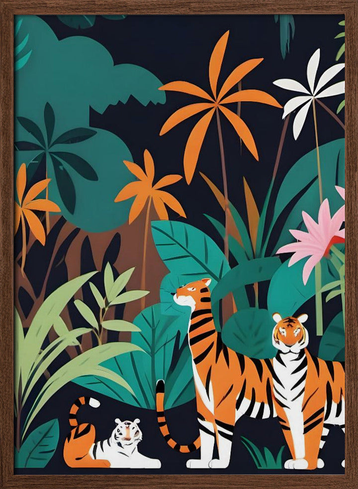 Tropical Tiger Trio - Stretched Canvas, Poster or Fine Art Print I Heart Wall Art