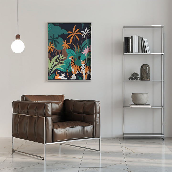 Tropical Tiger Trio - Stretched Canvas, Poster or Fine Art Print I Heart Wall Art