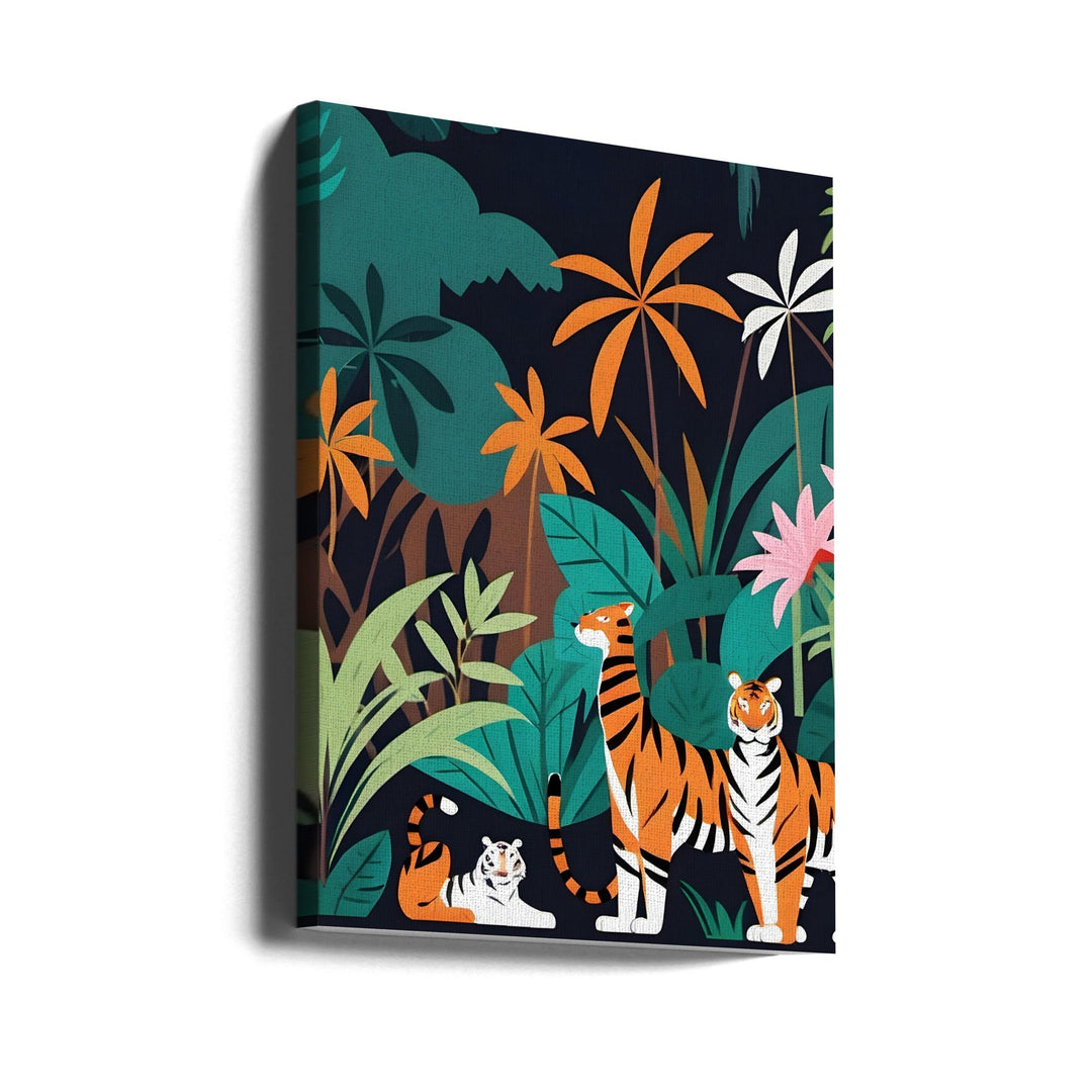Tropical Tiger Trio - Stretched Canvas, Poster or Fine Art Print I Heart Wall Art