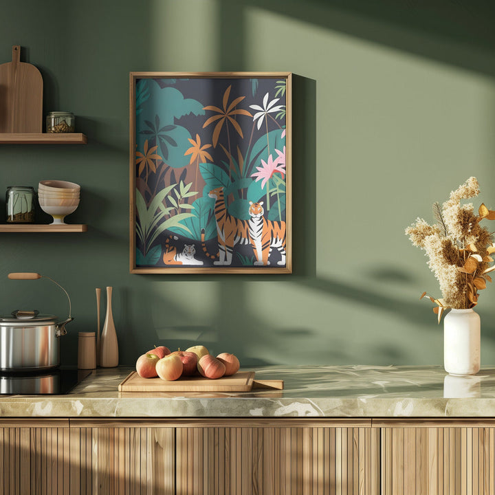 Tropical Tiger Trio - Stretched Canvas, Poster or Fine Art Print I Heart Wall Art