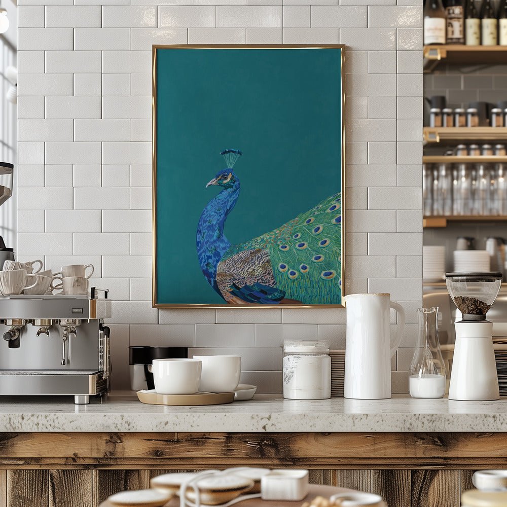 Turquoise peacock - Stretched Canvas, Poster or Fine Art Print - I Heart Wall Art - Poster Print, Canvas Print or Framed Art Print