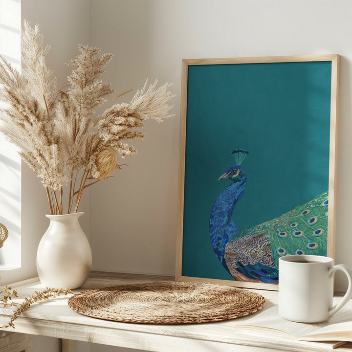 Turquoise peacock - Stretched Canvas, Poster or Fine Art Print - I Heart Wall Art - Poster Print, Canvas Print or Framed Art Print