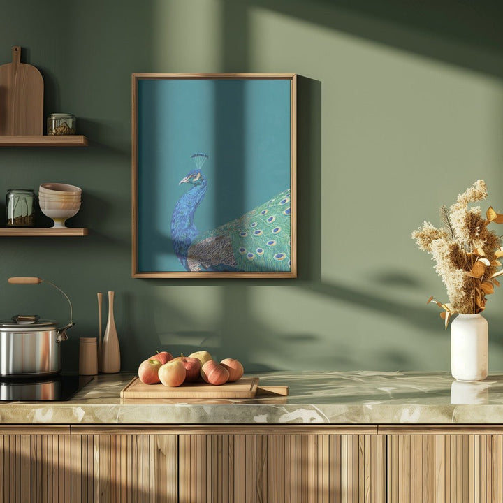 Turquoise peacock - Stretched Canvas, Poster or Fine Art Print - I Heart Wall Art - Poster Print, Canvas Print or Framed Art Print