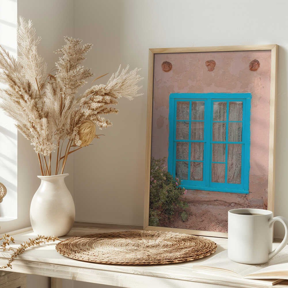 Turquoise Window - Taos, New Mexico - Stretched Canvas, Poster or Fine Art Print - I Heart Wall Art - Poster Print, Canvas Print or Framed Art Print