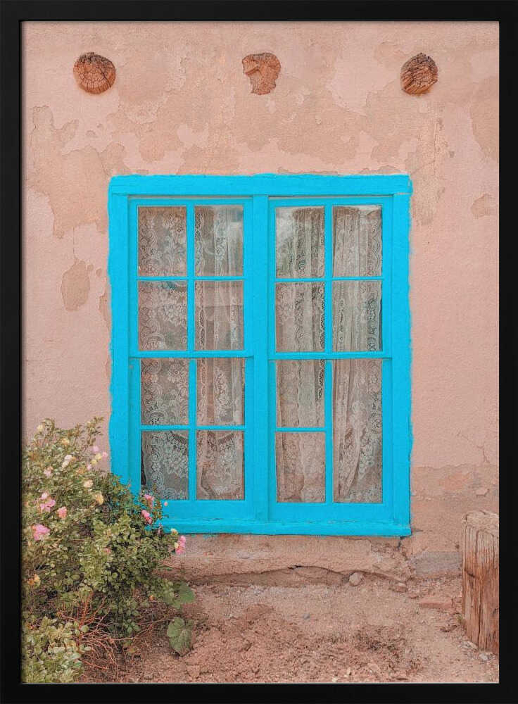 Turquoise Window - Taos, New Mexico - Stretched Canvas, Poster or Fine Art Print - I Heart Wall Art - Poster Print, Canvas Print or Framed Art Print