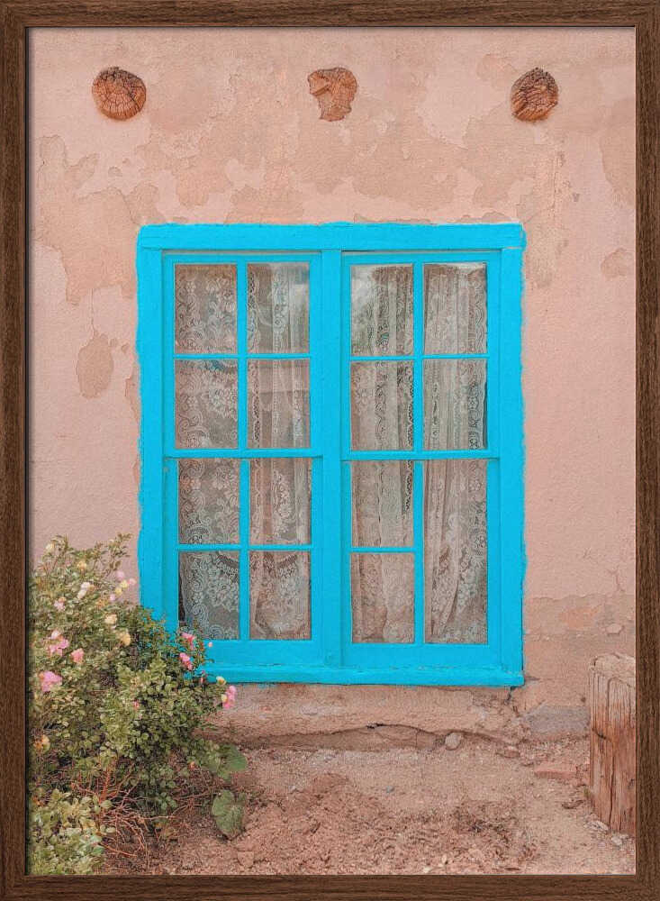 Turquoise Window - Taos, New Mexico - Stretched Canvas, Poster or Fine Art Print - I Heart Wall Art - Poster Print, Canvas Print or Framed Art Print