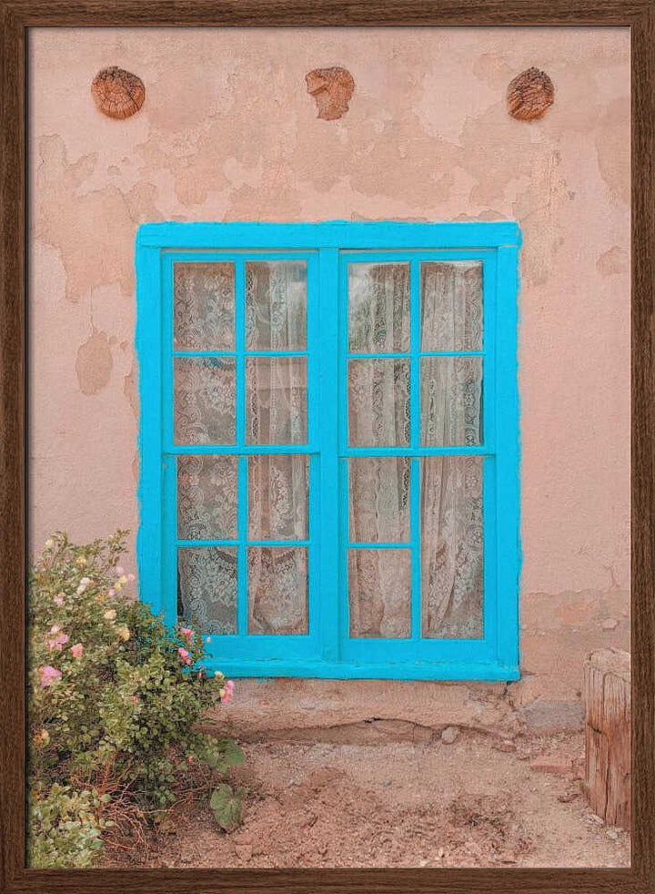 Turquoise Window - Taos, New Mexico - Stretched Canvas, Poster or Fine Art Print - I Heart Wall Art - Poster Print, Canvas Print or Framed Art Print