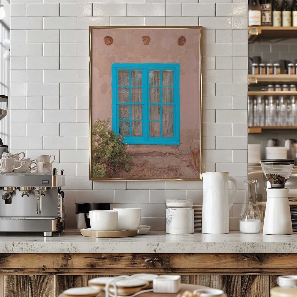 Turquoise Window - Taos, New Mexico - Stretched Canvas, Poster or Fine Art Print - I Heart Wall Art - Poster Print, Canvas Print or Framed Art Print