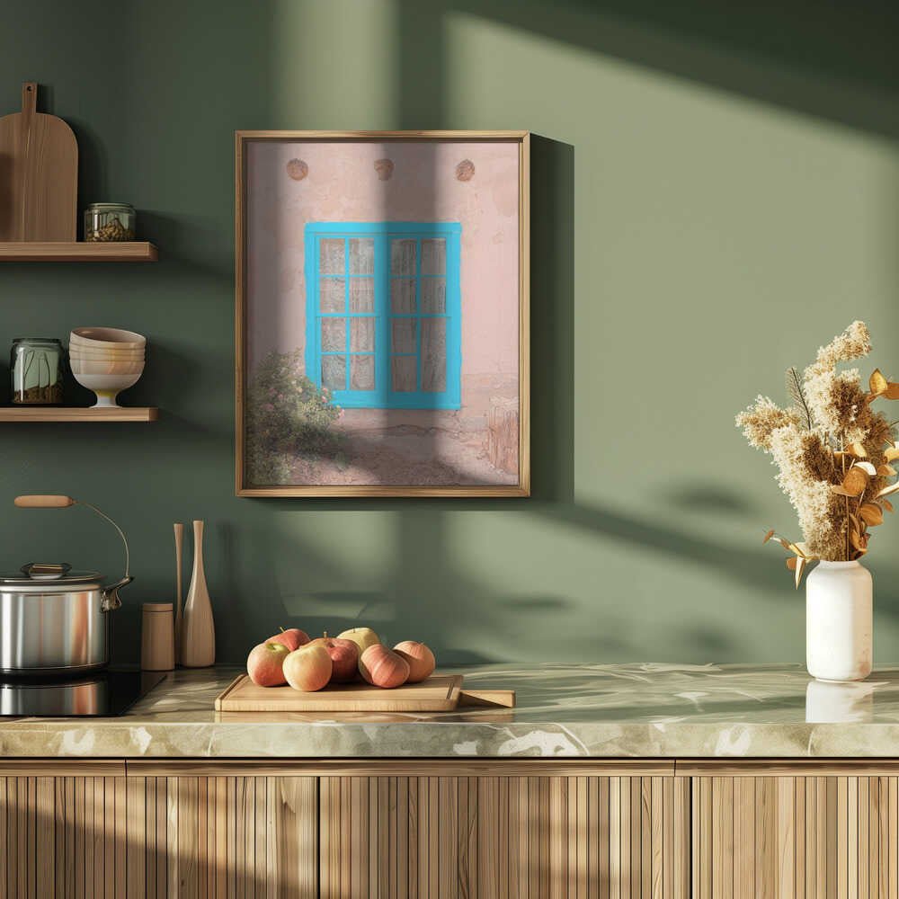 Turquoise Window - Taos, New Mexico - Stretched Canvas, Poster or Fine Art Print - I Heart Wall Art - Poster Print, Canvas Print or Framed Art Print