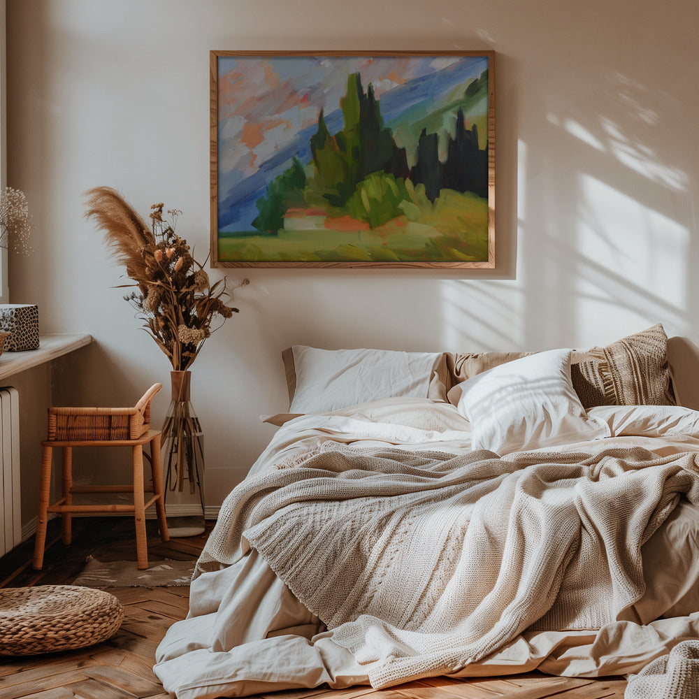 Tuscan Mountainside - Stretched Canvas, Poster or Fine Art Print I Heart Wall Art