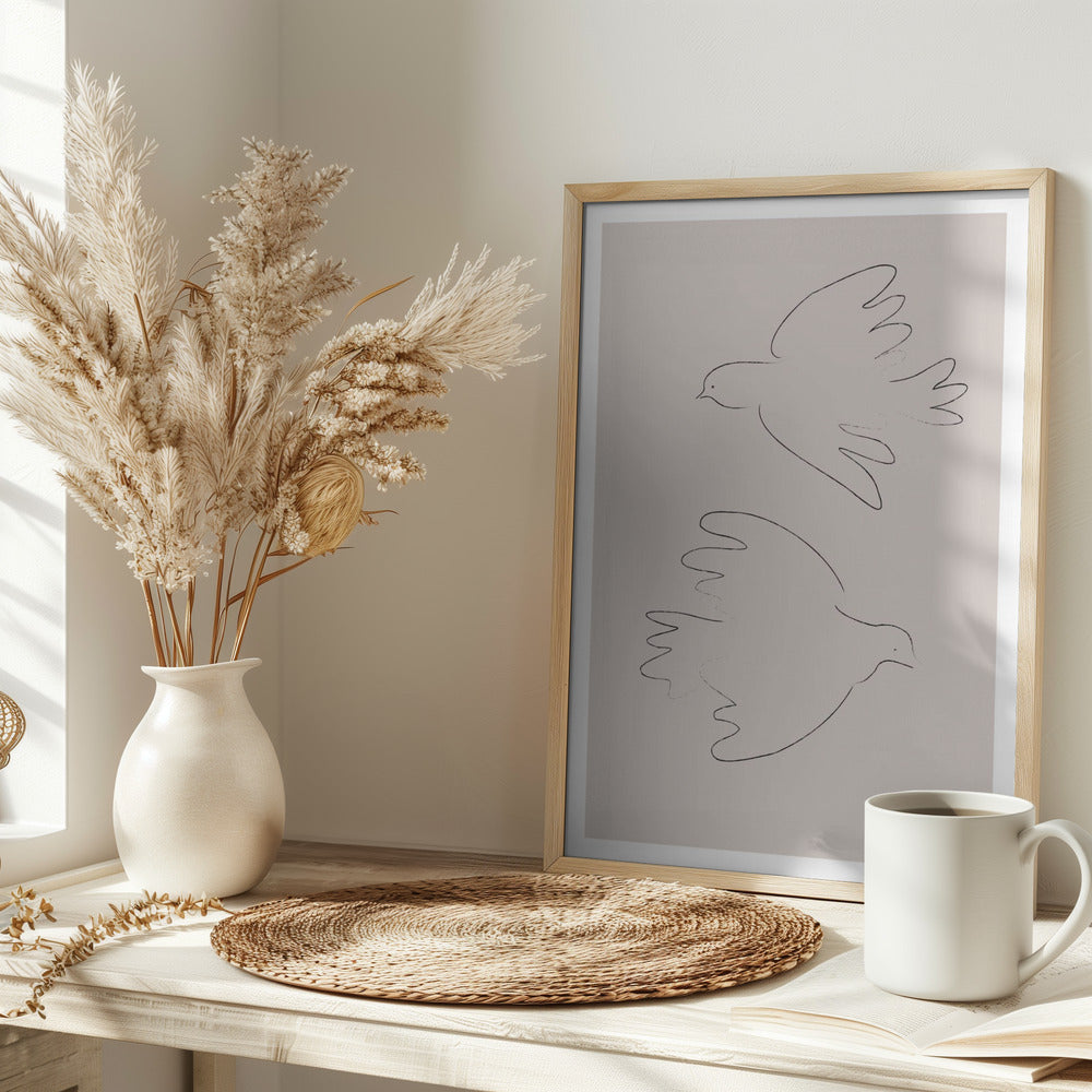 Two Doves - Stretched Canvas, Poster or Fine Art Print I Heart Wall Art