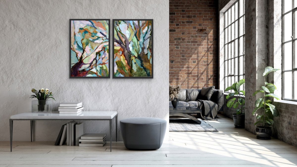Two Piece Eucalypt Forest - Framed Fine Art Prints, Black Frame, Each 50x75cm - I Heart Wall Art - Poster Print, Canvas Print or Framed Art Print