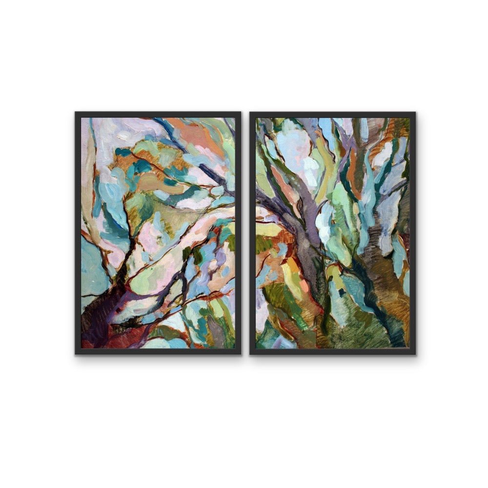 Two Piece Eucalypt Forest - Framed Fine Art Prints, Black Frame, Each 50x75cm - I Heart Wall Art - Poster Print, Canvas Print or Framed Art Print