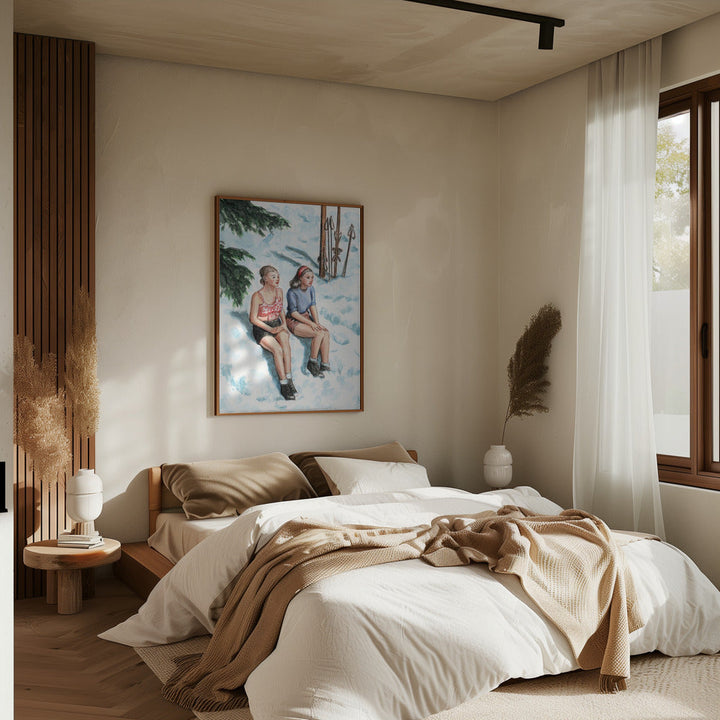 Two Skiers Sunbathing - Stretched Canvas, Poster or Fine Art Print I Heart Wall Art