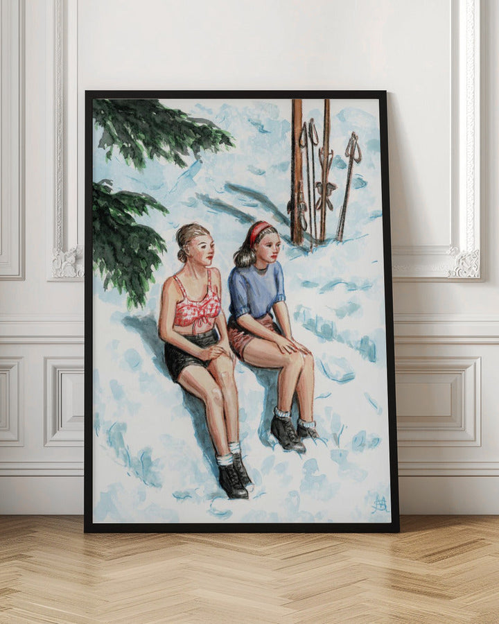 Two Skiers Sunbathing - Stretched Canvas, Poster or Fine Art Print I Heart Wall Art