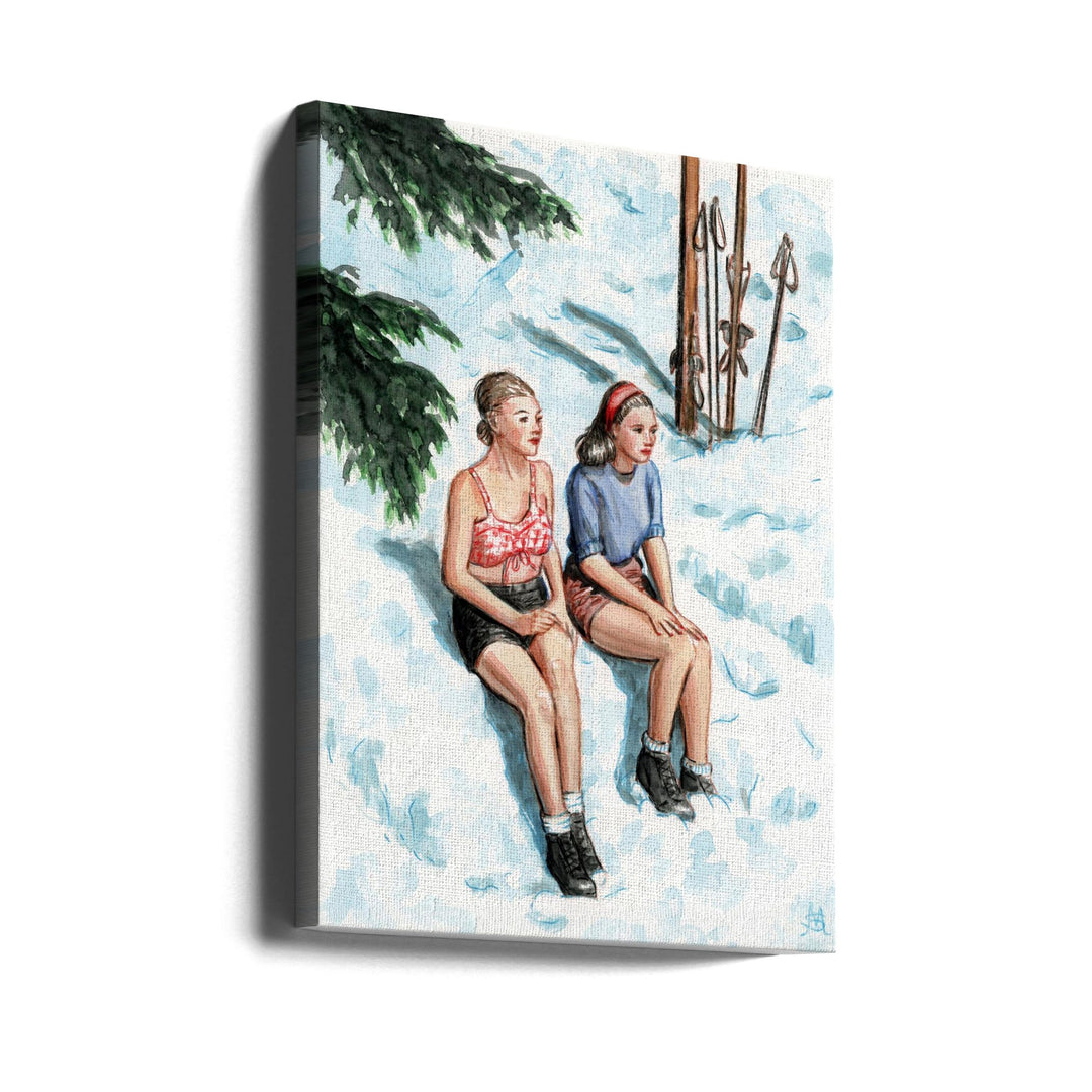 Two Skiers Sunbathing - Stretched Canvas, Poster or Fine Art Print I Heart Wall Art