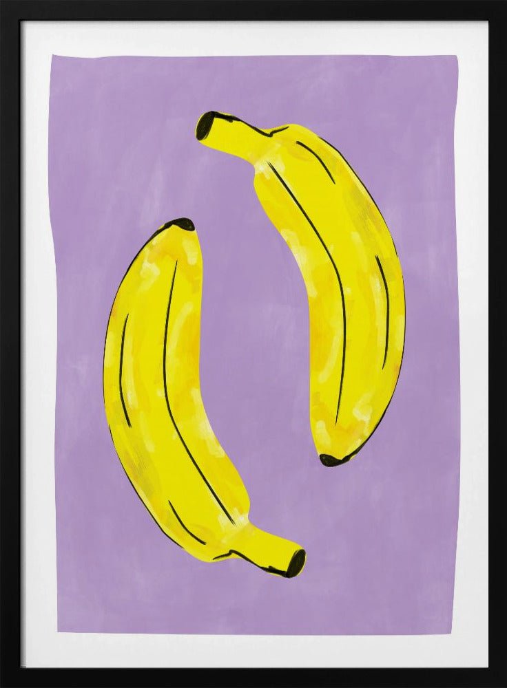 Two Vibrant Yellow Bananas - Stretched Canvas, Poster or Fine Art Print - I Heart Wall Art - Poster Print, Canvas Print or Framed Art Print