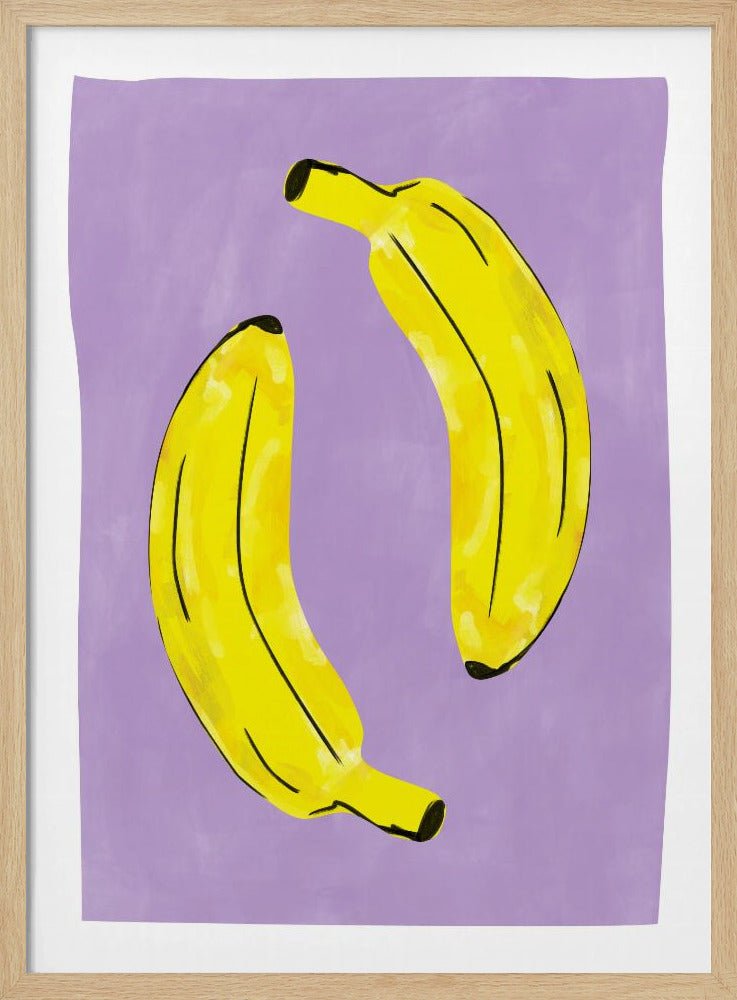 Two Vibrant Yellow Bananas - Stretched Canvas, Poster or Fine Art Print - I Heart Wall Art - Poster Print, Canvas Print or Framed Art Print