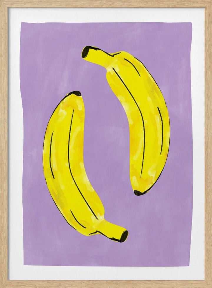 Two Vibrant Yellow Bananas - Stretched Canvas, Poster or Fine Art Print - I Heart Wall Art - Poster Print, Canvas Print or Framed Art Print