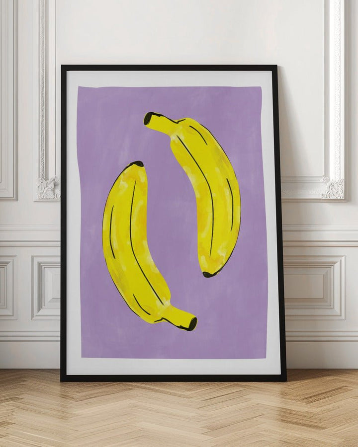 Two Vibrant Yellow Bananas - Stretched Canvas, Poster or Fine Art Print - I Heart Wall Art - Poster Print, Canvas Print or Framed Art Print