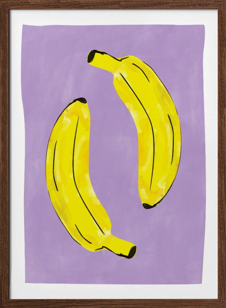Two Vibrant Yellow Bananas - Stretched Canvas, Poster or Fine Art Print - I Heart Wall Art - Poster Print, Canvas Print or Framed Art Print