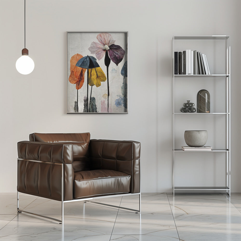 Umbrella Flowers No2 - Stretched Canvas, Poster or Fine Art Print I Heart Wall Art