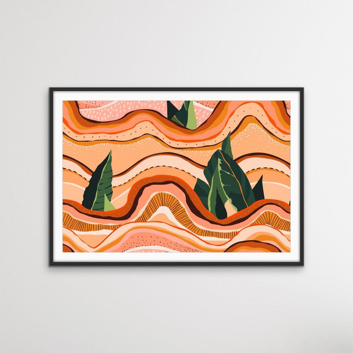 Underground - Boho Layered Pink and Green Canvas or Art Print - I Heart Wall Art