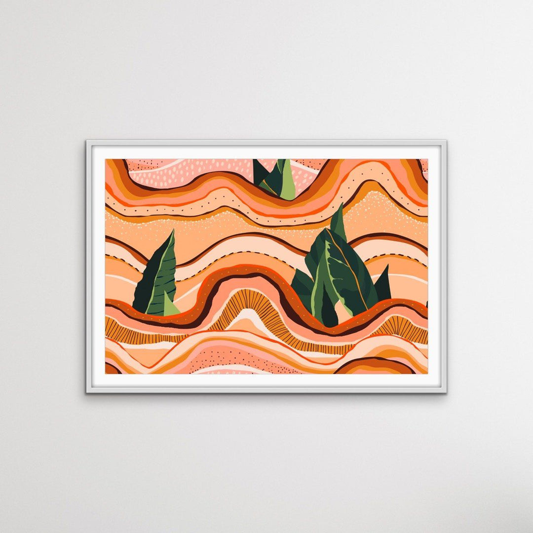 Underground - Boho Layered Pink and Green Canvas or Art Print - I Heart Wall Art