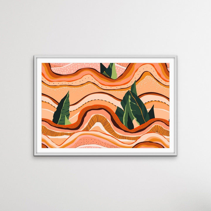 Underground - Boho Layered Pink and Green Canvas or Art Print - I Heart Wall Art