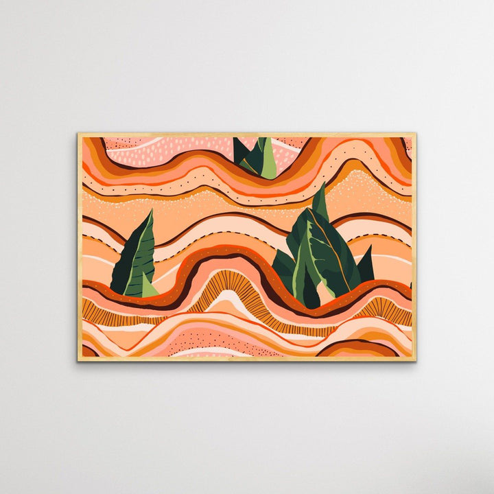 Underground - Boho Layered Pink and Green Canvas or Art Print - I Heart Wall Art