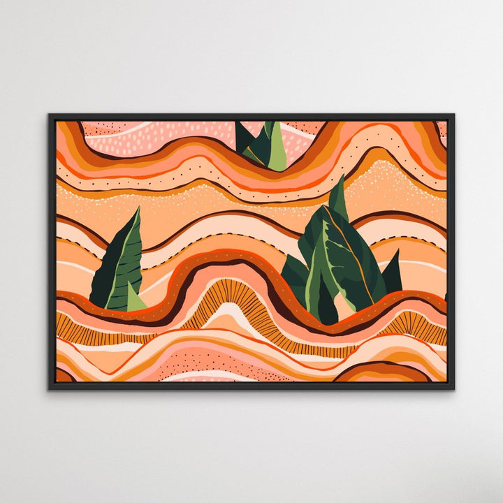 Underground - Boho Layered Pink and Green Canvas or Art Print - I Heart Wall Art
