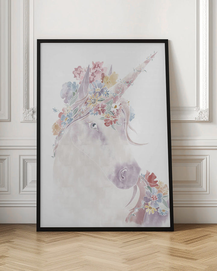 Unicorn Floral - Stretched Canvas, Poster or Fine Art Print I Heart Wall Art