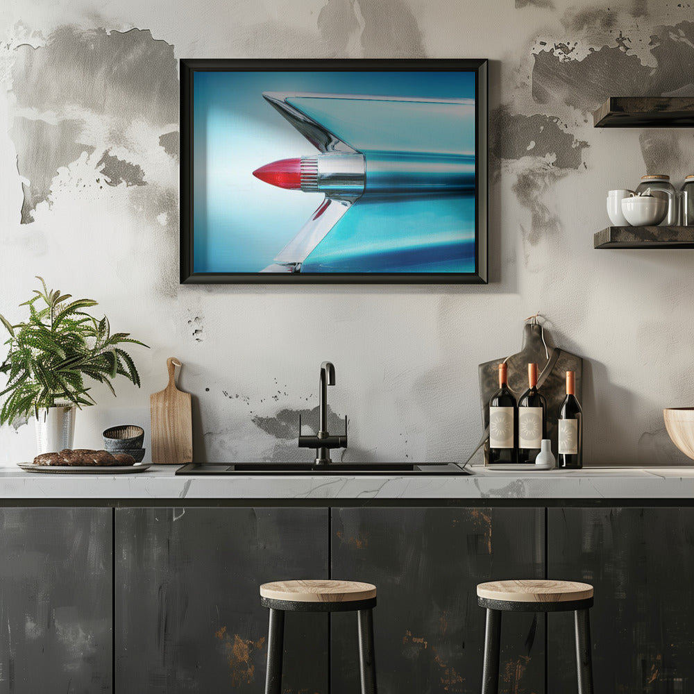 US classic car 1959 Sedan Deville tail fin abstract - Stretched Canvas, Poster or Fine Art Print I Heart Wall Art