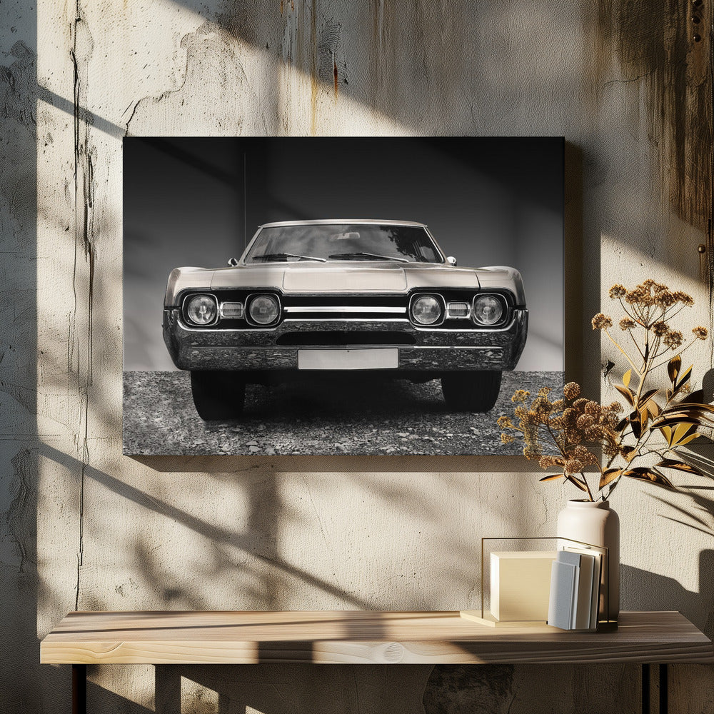 US classic car 1967 Cutlass supreme sports coupe - Stretched Canvas, Poster or Fine Art Print I Heart Wall Art
