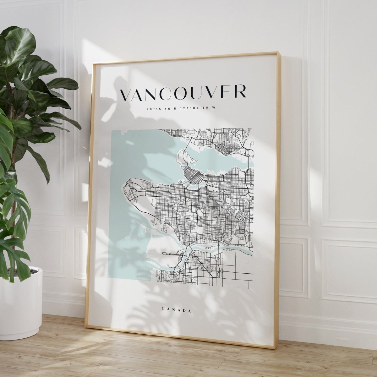 Vancouver City Map - Square City Map Stretched Canvas or Wall Art Print - I Heart Wall Art - Poster Print, Canvas Print or Framed Art Print