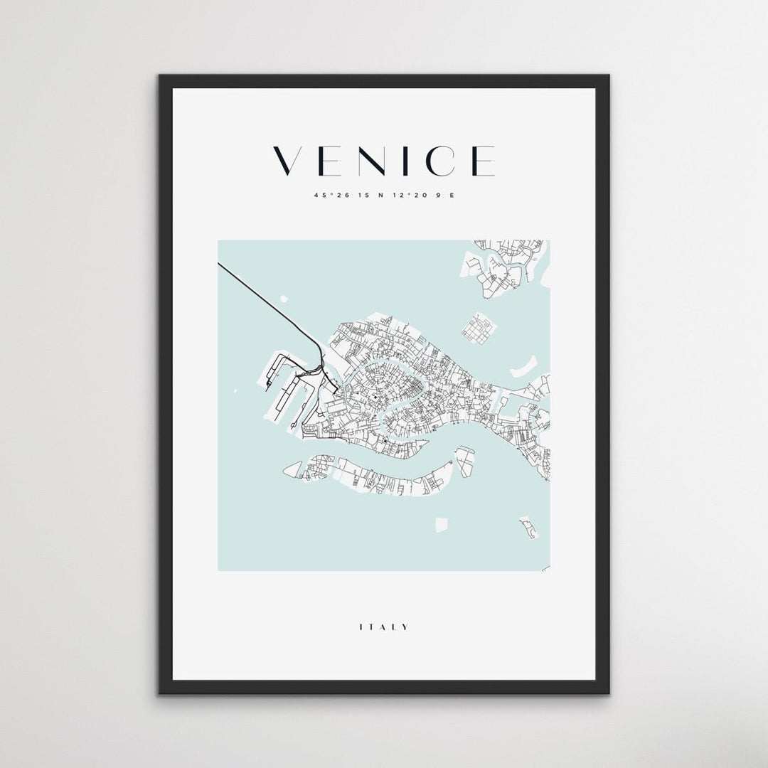 Venice City Map - Square City Map Stretched Canvas or Wall Art Print - I Heart Wall Art - Poster Print, Canvas Print or Framed Art Print