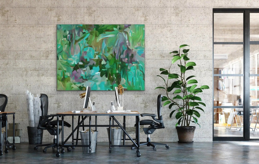 Verdant - Green and Blue Abstract Artwork Canvas Print by Edie Fogarty - I Heart Wall Art