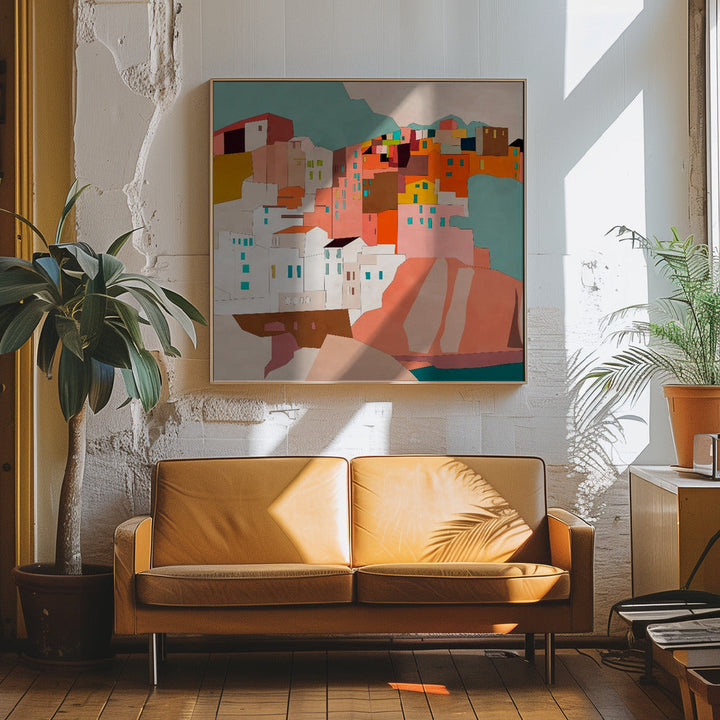 Vernazza 2 Kopie - Square Stretched Canvas, Poster or Fine Art Print I Heart Wall Art