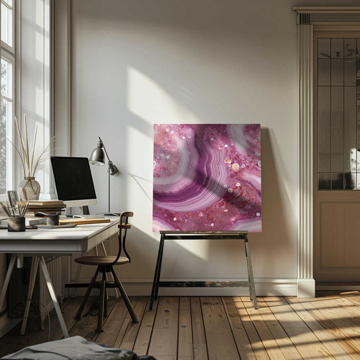 Vibrant Agate Crystal Layers - Square Stretched Canvas, Poster or Fine Art Print - I Heart Wall Art - Poster Print, Canvas Print or Framed Art Print