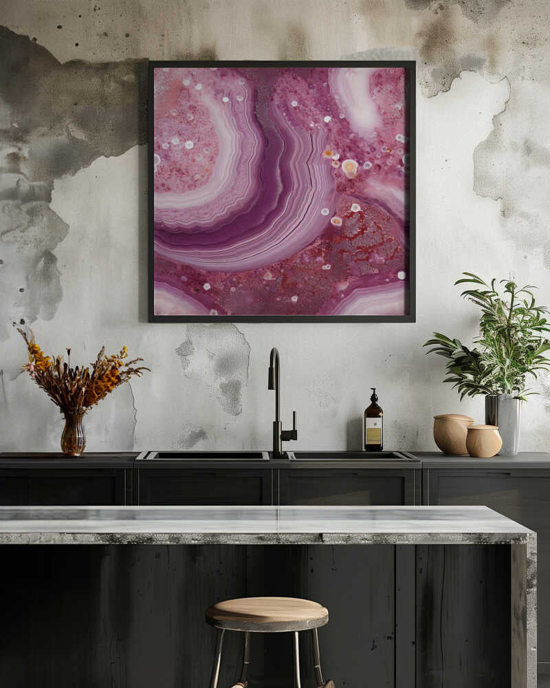Vibrant Agate Crystal Layers - Square Stretched Canvas, Poster or Fine Art Print - I Heart Wall Art - Poster Print, Canvas Print or Framed Art Print