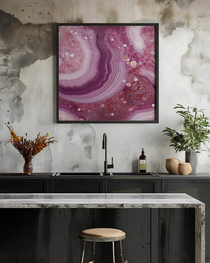 Vibrant Agate Crystal Layers - Square Stretched Canvas, Poster or Fine Art Print - I Heart Wall Art - Poster Print, Canvas Print or Framed Art Print